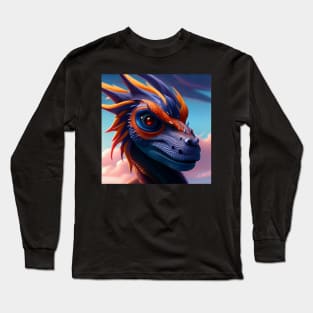 Purple and Orange Scaled Dragon with Red Eyes Long Sleeve T-Shirt